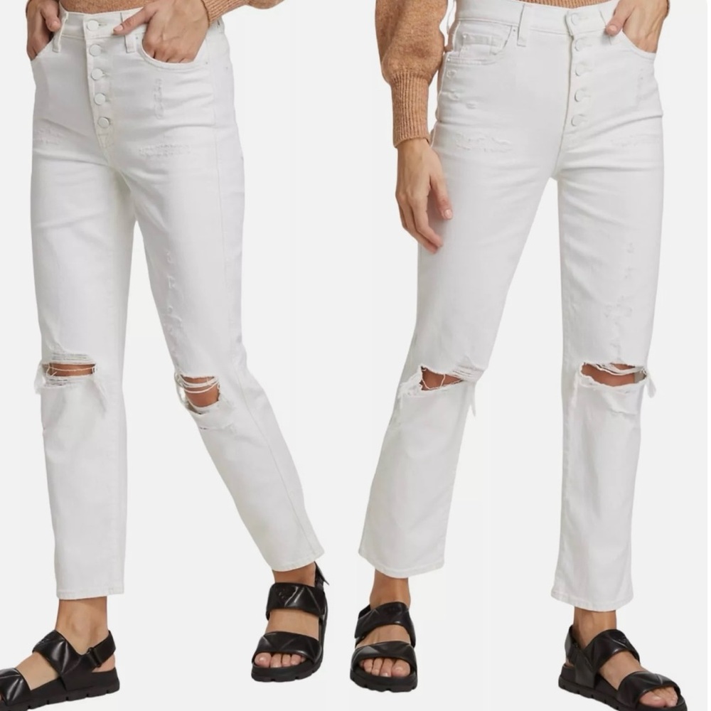 7 For All Mankind HW Cropped Straight Ankle Jeans Size 29 (NWT) Retail $218 - Picture 2 of 6